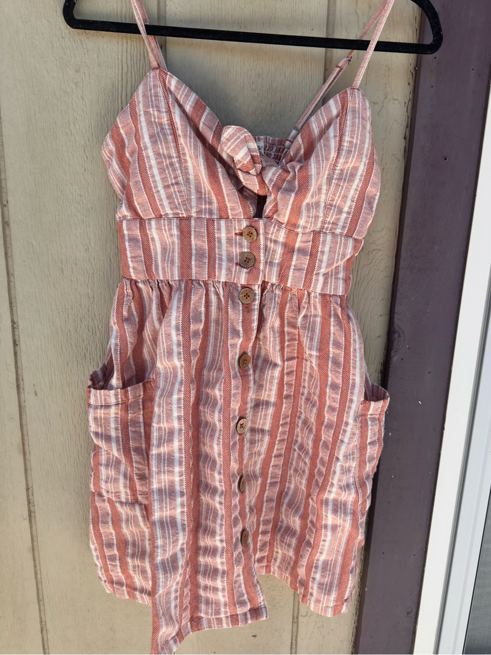 Pink Striped Button-Front One-Piece Dress